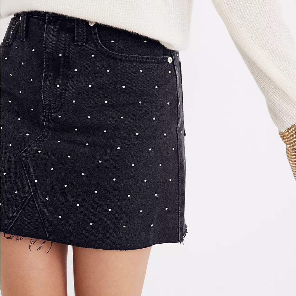 Madewell black metallic dot denim mini skirt - Picture 10 of 11